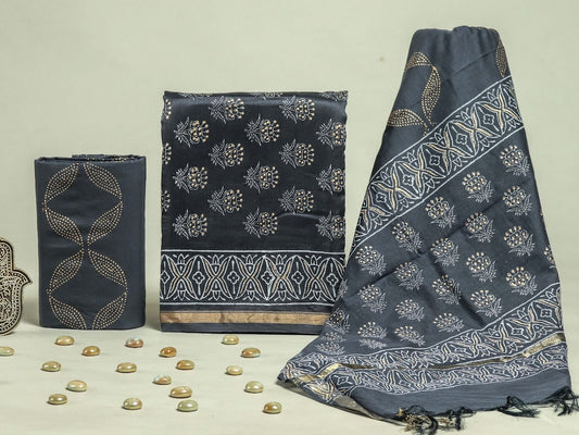 Hand Block Chanderi Silk Dress Materials