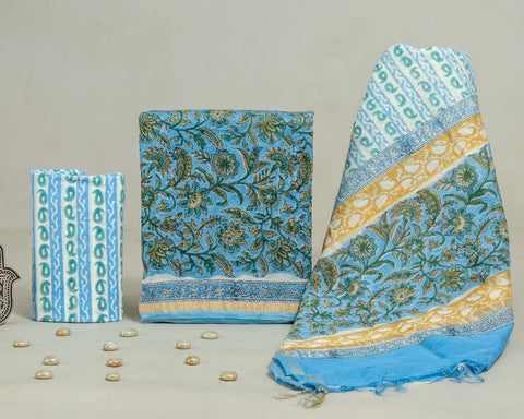 Hand Block Chanderi Silk Dress Materials