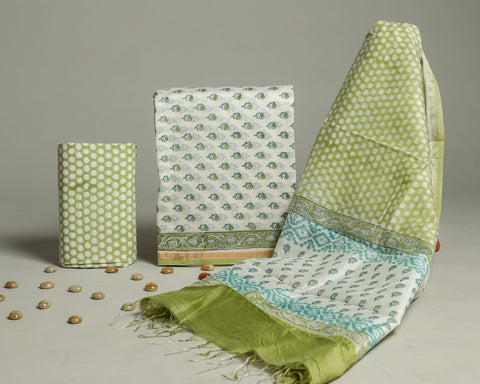 Hand Block Chanderi Silk Dress Materials