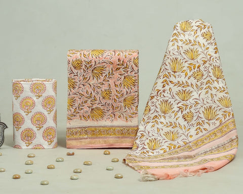 Hand Block Chanderi Silk Dress Materials