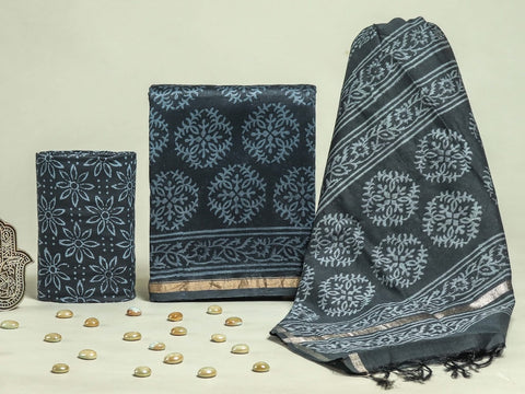 Hand Block Chanderi Silk Dress Materials