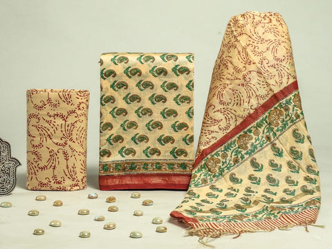 Hand Block Chanderi Silk Dress Materials