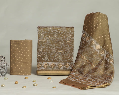 Hand Block Chanderi Silk Dress Materials