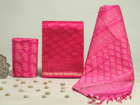 Hand Block Chanderi Silk Dress Materials