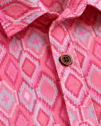 Ikat Print Full Sleeve Cotton Shirt for Men