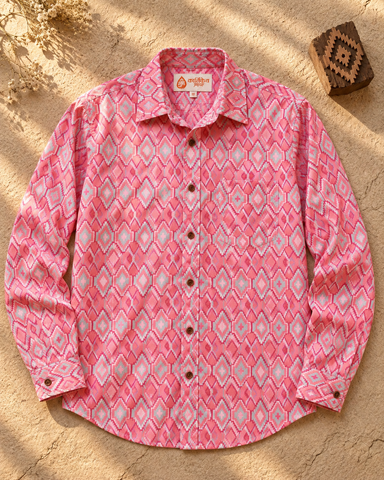 Ikat Print Full Sleeve Cotton Shirt for Men