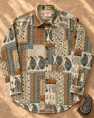Designer Paisley Geometric Print Men's Shirt