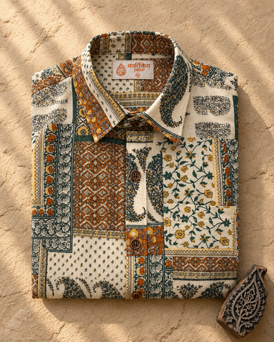 Designer Paisley Geometric Print Men's Shirt
