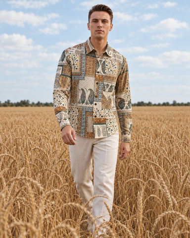 Designer Paisley Geometric Print Men's Shirt