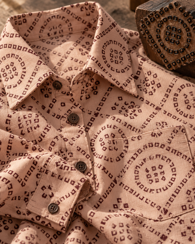 Off White Bandhej Print Shirt for Men