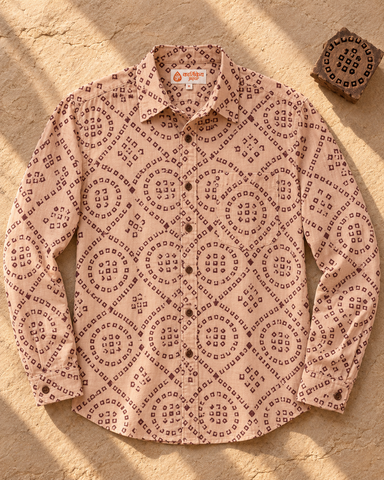 Off White Bandhej Print Shirt for Men