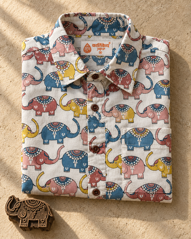 Kartikeya Jaipur Full Sleeve Elephant Print Men's Shirt