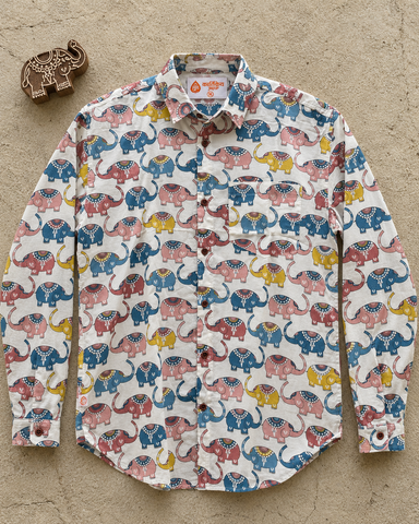Kartikeya Jaipur Full Sleeve Elephant Print Men's Shirt