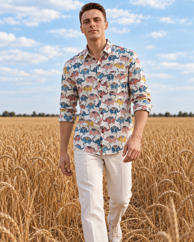 Kartikeya Jaipur Full Sleeve Elephant Print Men's Shirt