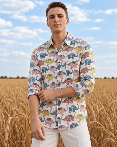 Kartikeya Jaipur Full Sleeve Elephant Print Men's Shirt