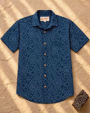 Bandhani Indigo Ethnic Casual Shirt for Men