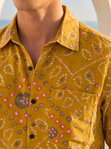 Traditional Bandhani Print F/S Shirt for Men - Festive Edit