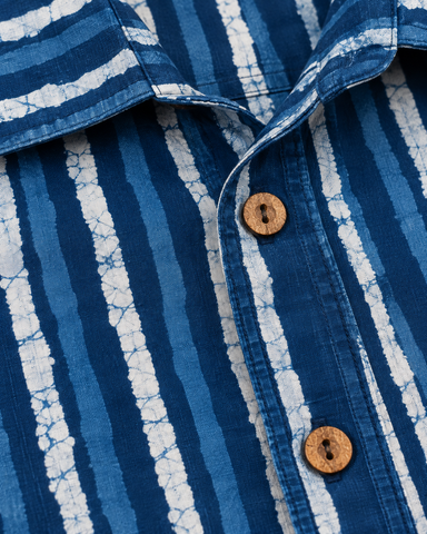 Classic Dual Stripe Indigo Print Shirt for Men