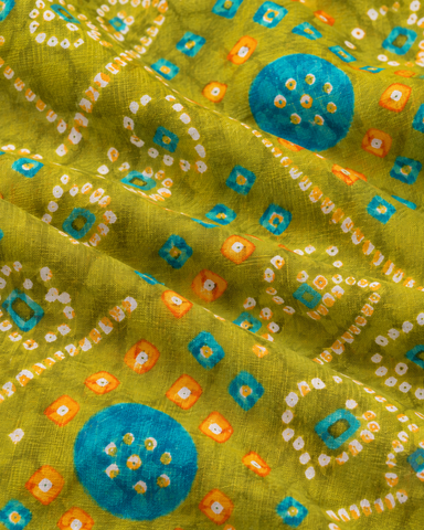 Olive Green Bandhej Print Men's Cotton Shirt