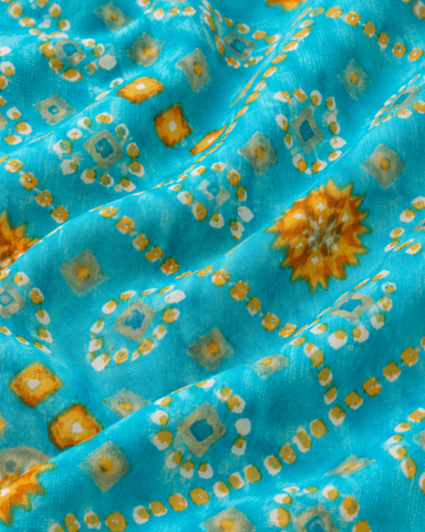 Turquoise Blue Bandhej Print Men's Cotton Shirt
