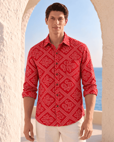 Paprika Bandhej Roka Shirt – Full Sleeve Cotton As seen on Anshuman Jha at Cannes 2026