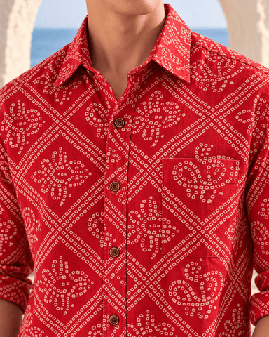 Paprika Bandhej Roka Shirt – Full Sleeve Cotton As seen on Anshuman Jha at Cannes 2026