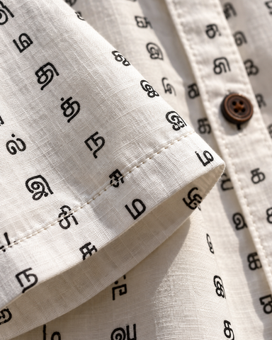 Tamil Alphabet Half Sleeves Classic Shirt for Women