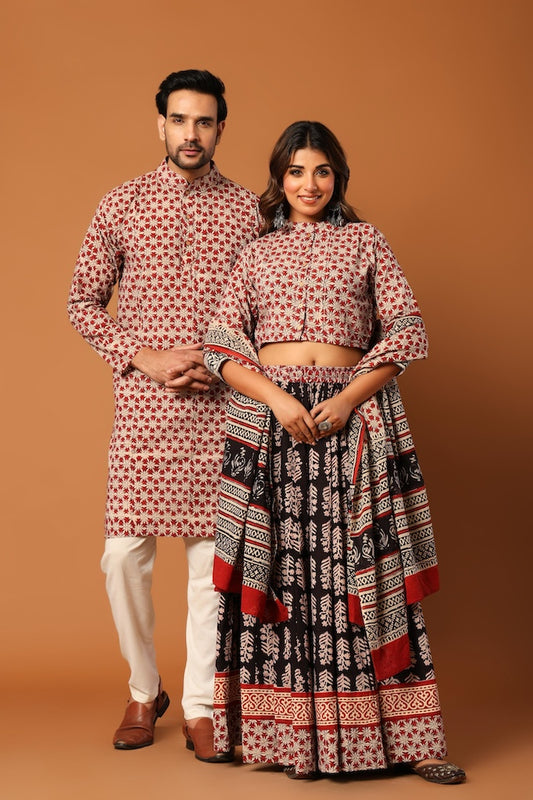 Couple Matching Kurta and Lehenga