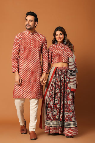 Couple Matching Kurta and Lehenga