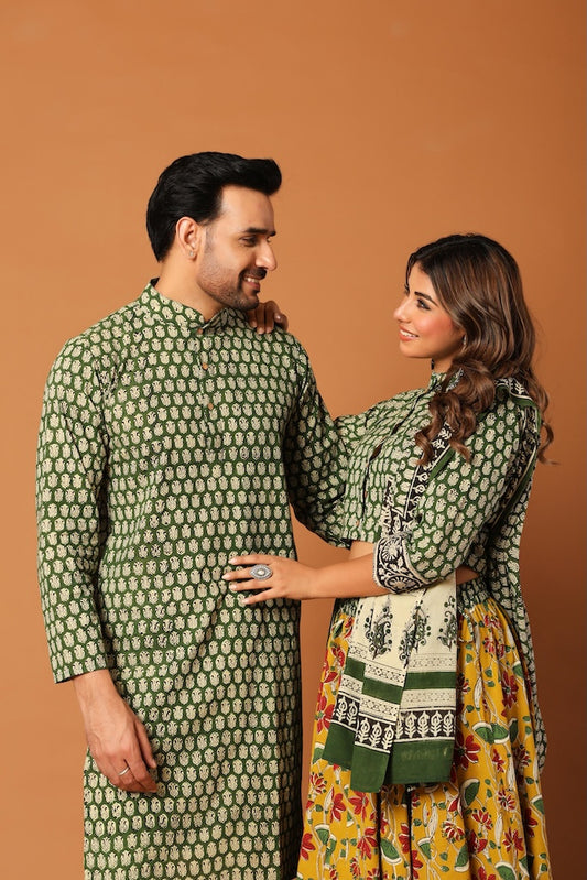 Couple Matching Kurta and Lehenga