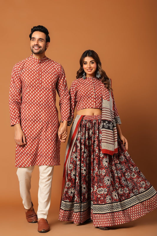 Couple Matching Kurta and Lehenga
