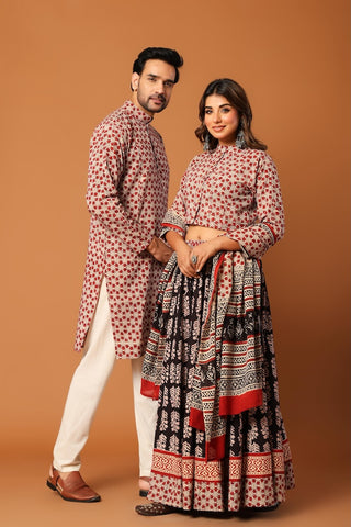 Couple Matching Kurta and Lehenga