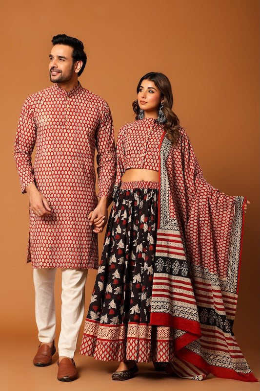 Couple Matching Kurta and Lehenga