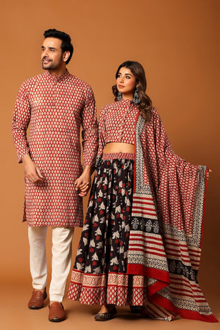Couple Matching Kurta and Lehenga