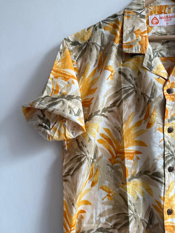 Floral Print Cuban Collar Shirt for Men