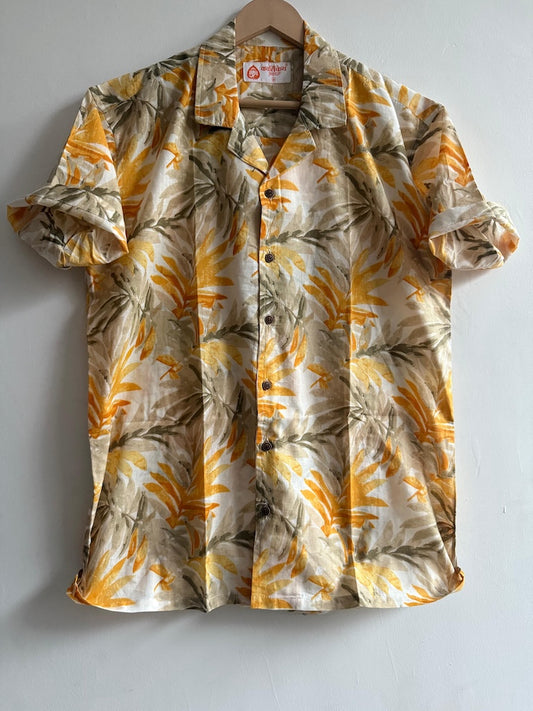 Floral Print Cuban Collar Shirt for Men