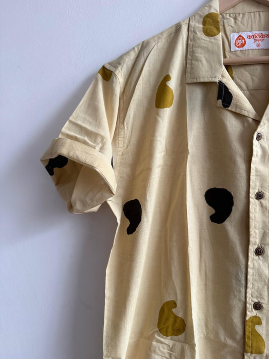 Block Print Cuban Collar Shirt for Men