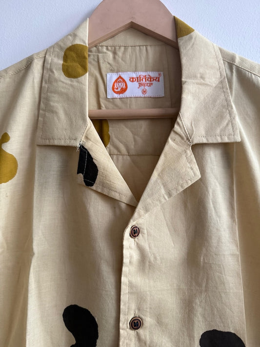 Block Print Cuban Collar Shirt for Men