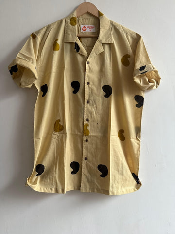 Block Print Cuban Collar Shirt for Men