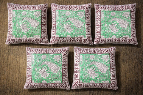 Hand Block Printed 100% Pure Cotton Cushion Covers ( 12*12 )