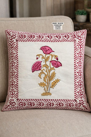 Hand Block Printed 100% Pure Cotton Cushion Covers ( 12*12 )