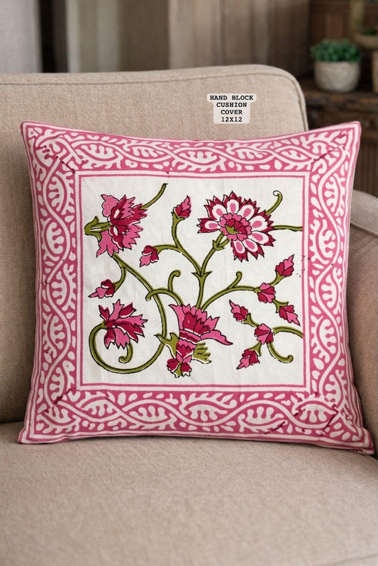 Hand Block Printed 100% Pure Cotton Cushion Covers ( 12*12 )