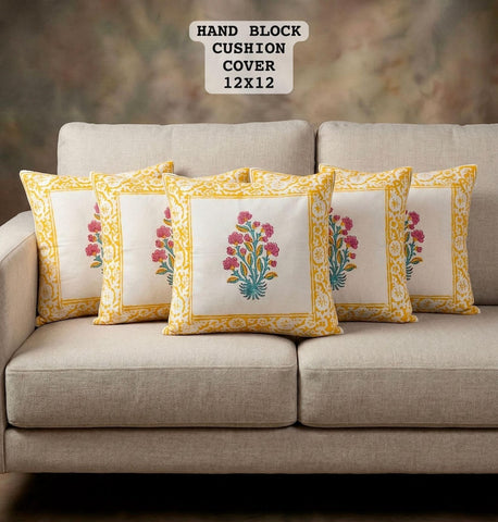Hand Block Printed 100% Pure Cotton Cushion Covers ( 12*12 )