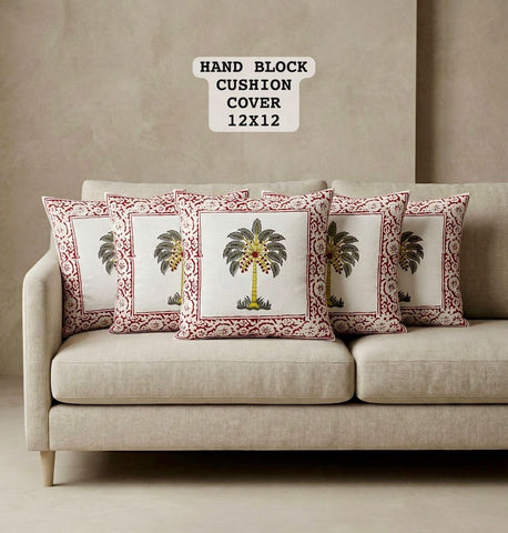 Hand Block Printed 100% Pure Cotton Cushion Covers ( 12*12 )