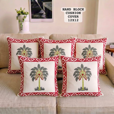 Hand Block Printed 100% Pure Cotton Cushion Covers ( 12*12 )