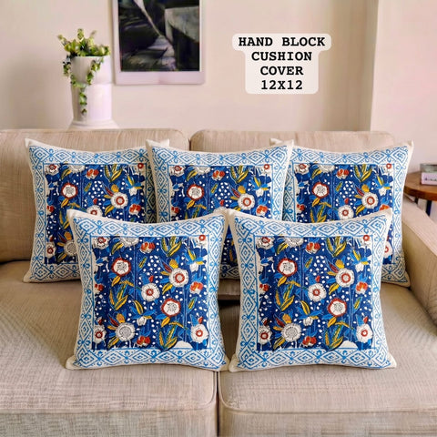 Hand Block Printed 100% Pure Cotton Cushion Covers ( 12*12 )