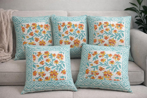 Hand Block Printed 100% Pure Cotton Cushion Covers ( 12*12 )