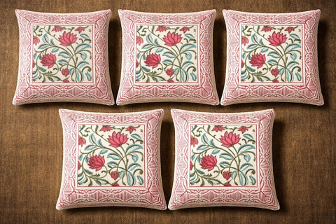 Hand Block Printed 100% Pure Cotton Cushion Covers ( 12*12 )