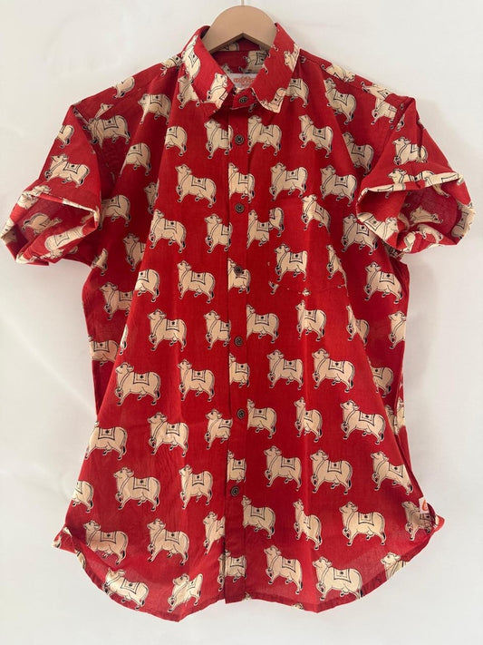 Classic Holy Cow Print Cotton Shirt for Men