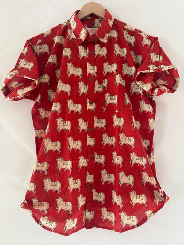 Classic Holy Cow Print Cotton Shirt for Men